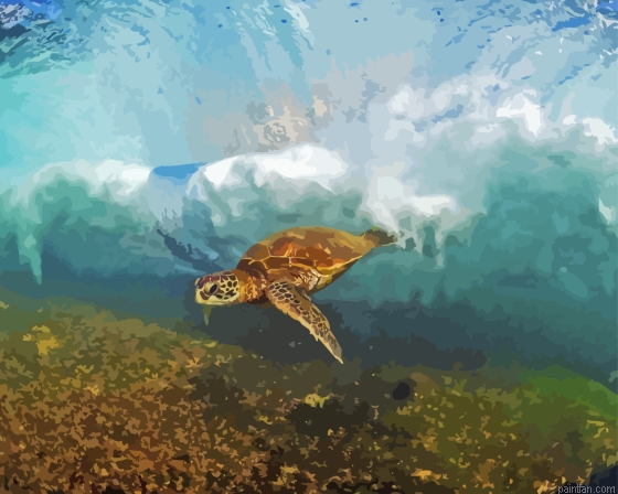 Sea Turtle Under Wave Paint By Numbers.png