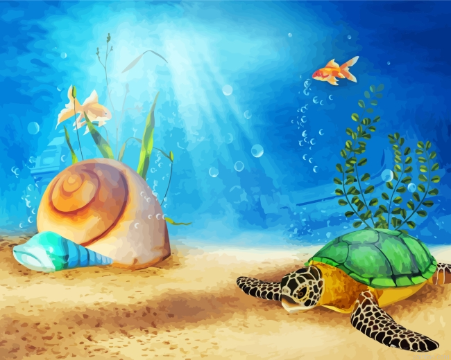 Sea Turtle Underwater Paint By Number.png