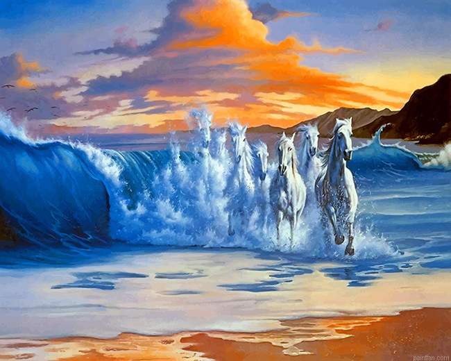 Sea Waves Horses Paint By Numbers.png