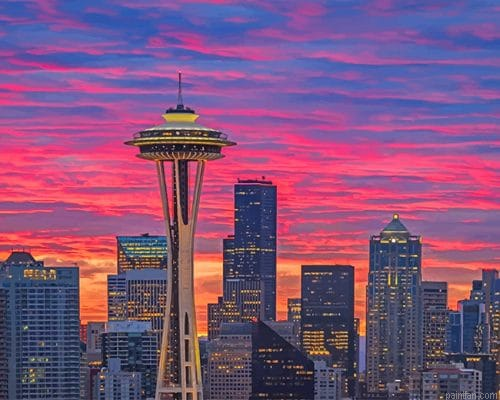 Seattle Space Needle Sunset New Paint By Number.png