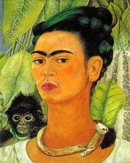 Self Portrait With Monkey Paint By Numbers.png
