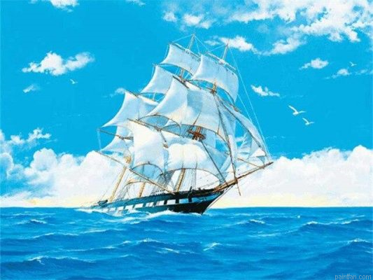 Ship In Ocean Paint By Numbers.png