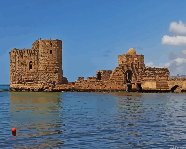 Sidon Sea Castle Lebanon Paint By Number.png