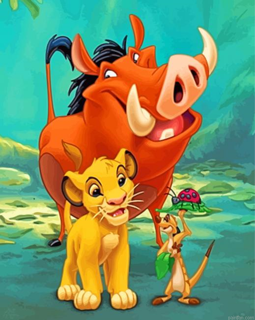 Simba Timon And Pumbaa Lion King Paint By Number.png