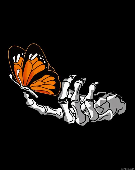 Skeleton Hand With Butterfly Paint By Numbers.png