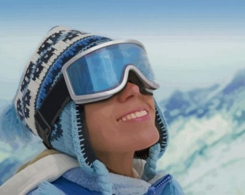 Skiing Woman With Glasses Paint By Number.png