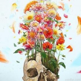 Skull And Flowers Paint By Numbers.png