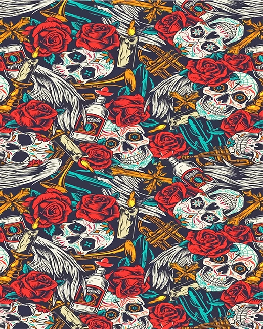 Skulls Red Flowers New Paint By Numbers.png