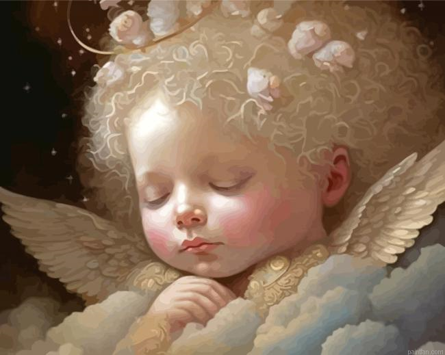 Sleepy Angel Baby Paint By Numbers.png