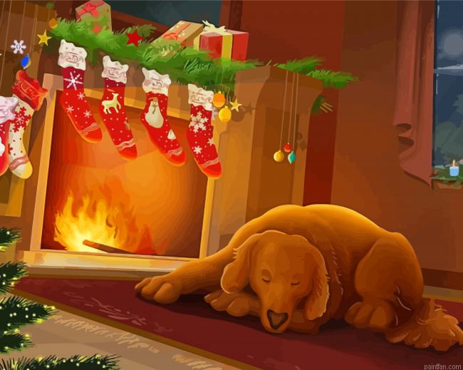 Sleepy Golden Retriever Paint By Numbers.png