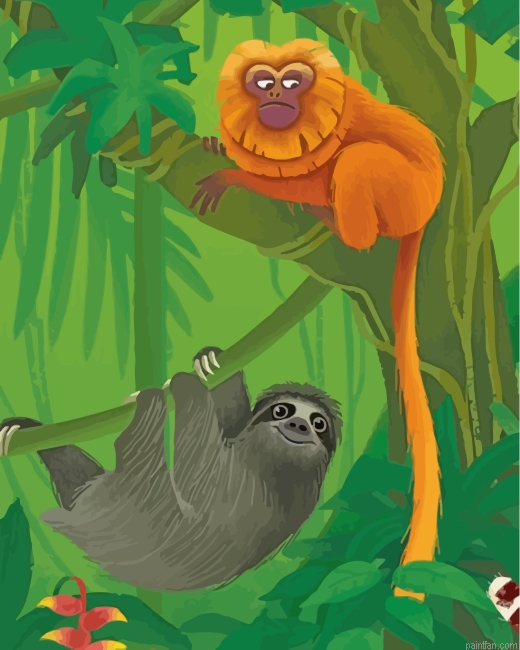 Sloth And Monkey Paint By Number.png