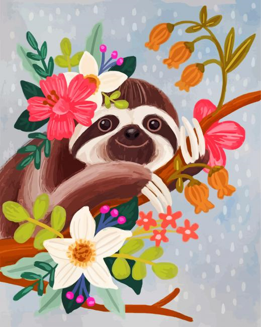 Sloth Illustration Paint By Number.png