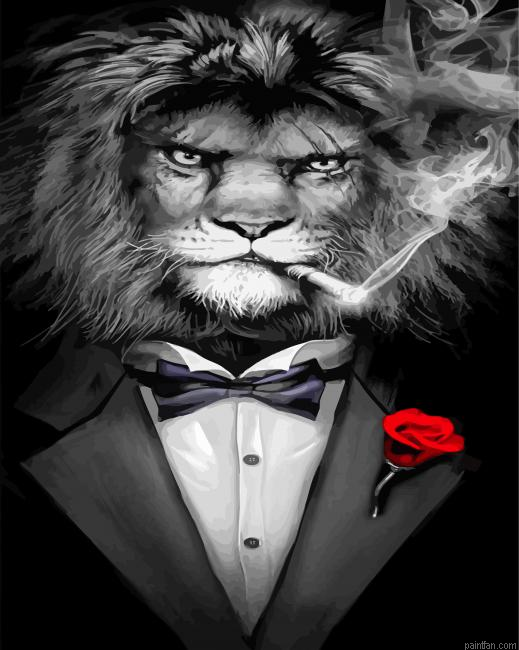 Smoking Lion Paint By Numbers.png