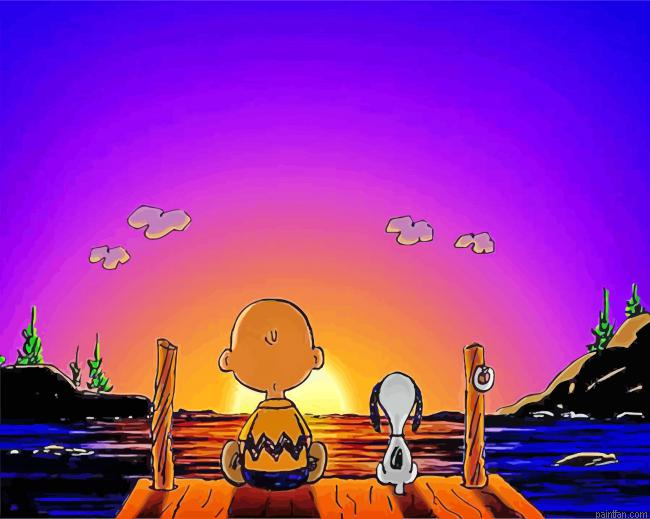 Snoopy And Charlie At Sunset Paint By Numbers.png
