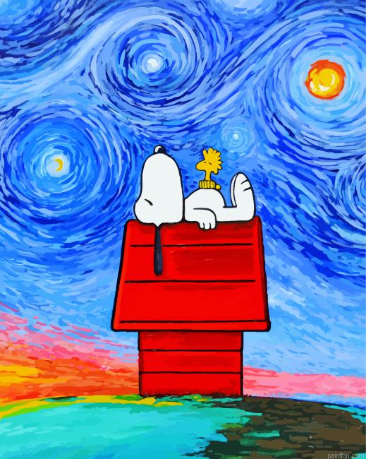 Snoopy Starry Night Paint By Numbers.png