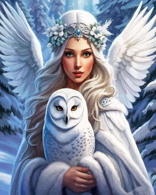 Snow Angel And Owl Paint By Numbers.png