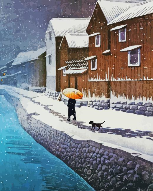 Snow At Handa Hasui Kawase Paint By Numbers.png