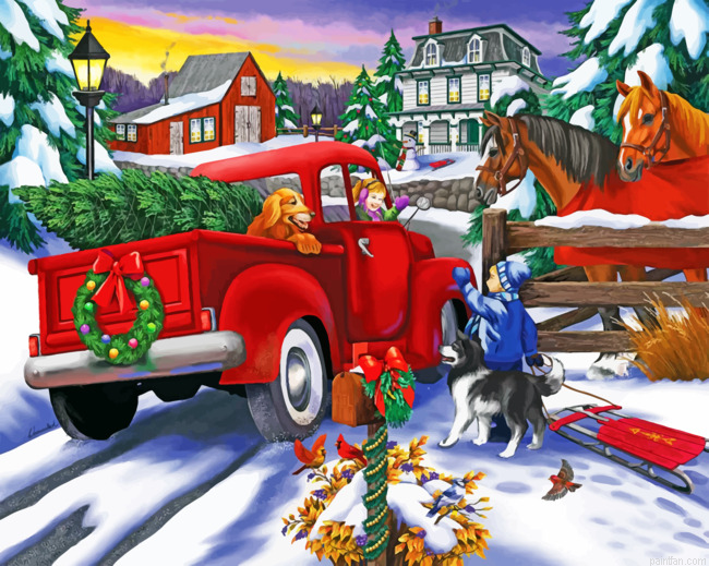 Snow Christmas Truck Paint By Numbers.png