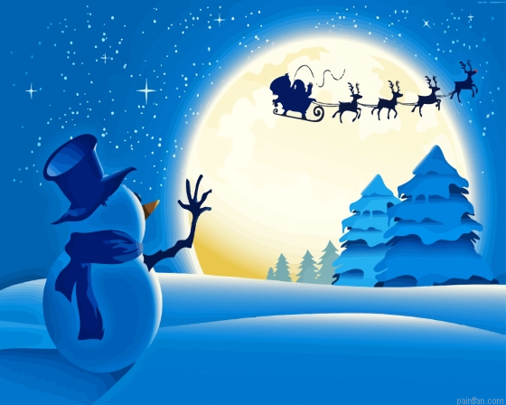 Snow Man With Santa Claus Paint By Numbers.png