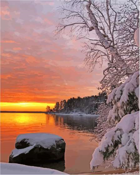 Snow Sebago Lake Maine Paint By Numbers.png