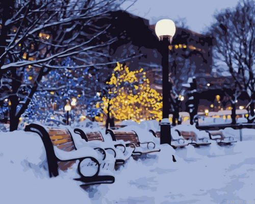 Snowy Bench Paint By Numbers.png