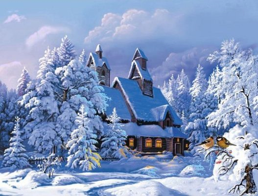 Snowy Cabin Paint By Numbers.png