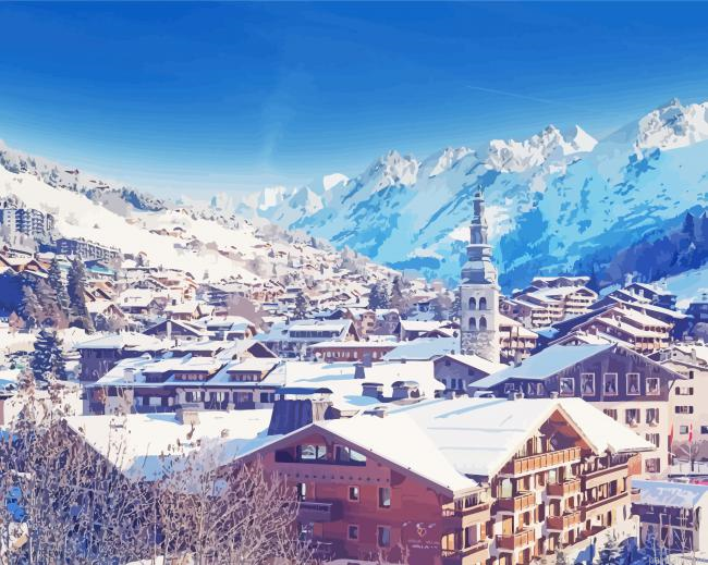 Snowy Town La Clusaz Paint By Numbers.png