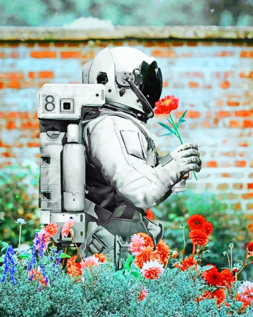 Space Man With Flowers New Paint By Numbers.png