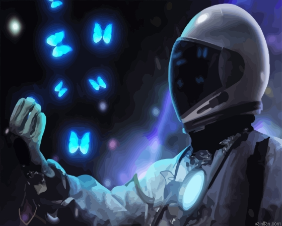 Spaceman With Blue Butterflies Paint By Numbers.png