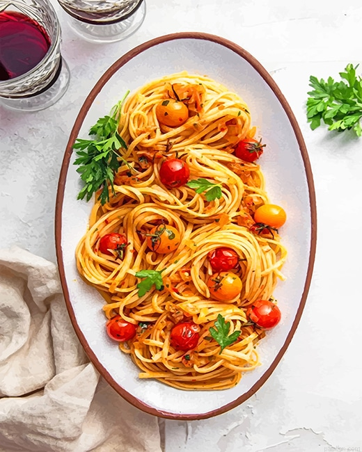 Spicy Pasta With Cherry Tomatoes New Paint By Numbers.png