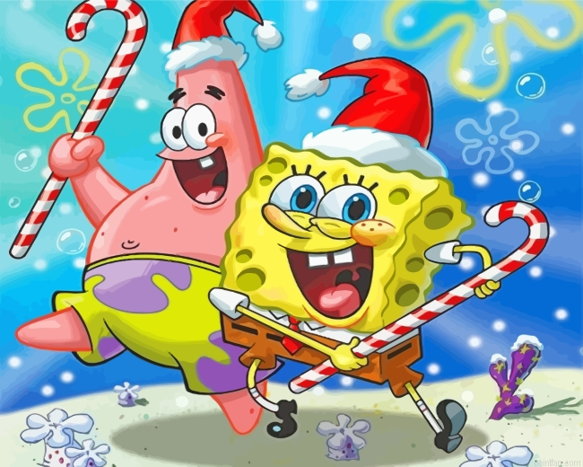 Spongbob And Patrick Christmas Paint By Number.png