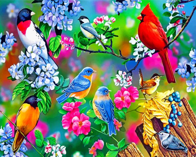 Spring Garden Birds Paint By Number.png