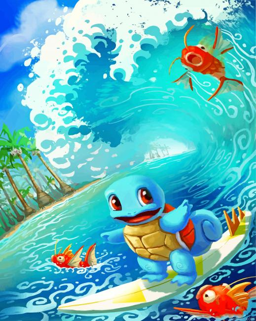 Squirtle Surfing Pokemon Paint By Number.png