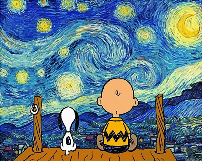 Starry Night Snoopy And Charlie Brown Paint By Numbers.png