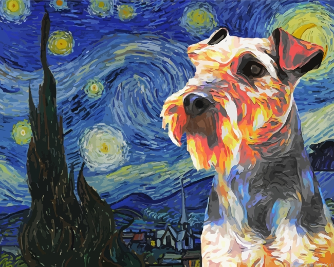 Starry Night Wirehaired Pointing Griffon Paint By Number.png