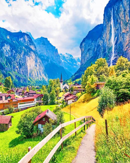 Staubbach Waterfall Switzerland New Paint By Numbers.png