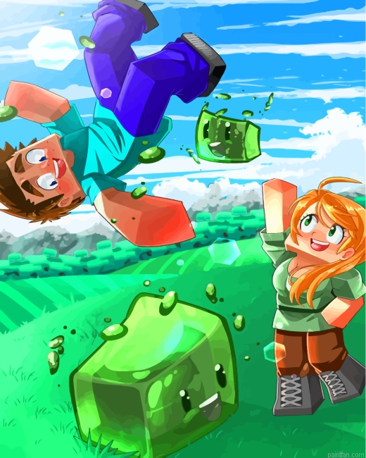 Steve And Alex Minecraft Paint By Number.png