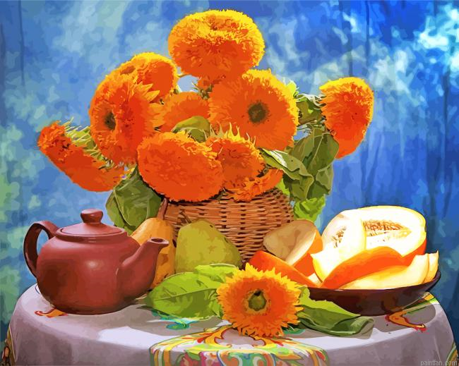 Still Life Flowers And Fruits Paint By Number.png
