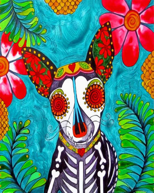 Sugar Skull Chihuahua Art Paint By Number.png