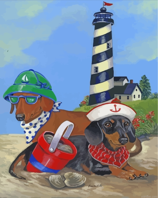 Summer Dachshund Dogs Paint By Number.png