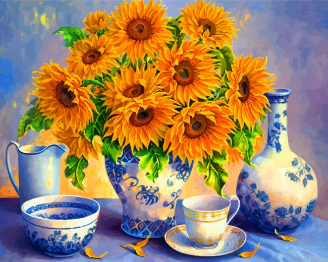 Sunflowers And Tea Set Paint By Number.png