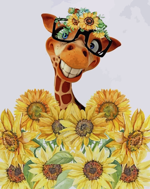 Sunflowers Giraffe Paint By Number.png