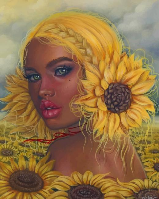 Sunflowers Girl New Paint By Numbers.png