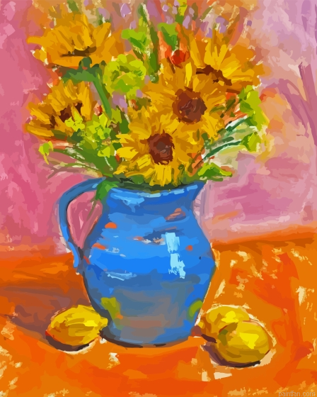 Sunflowers In Blue Vase Paint By Numbers.png
