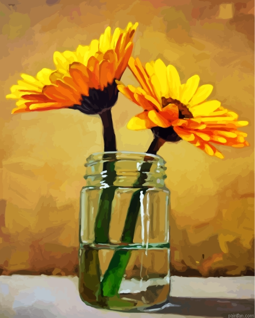 Sunflowers In Glass Paint By Number.png