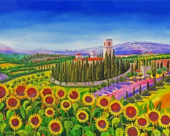 Sunflowers Tuscany Paint By Numbers.png