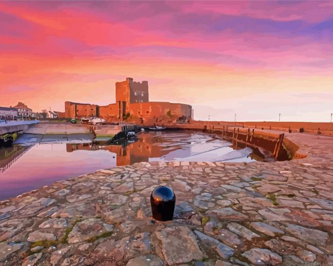 Sunset At Carrickfergus Castle Paint By Numbers.png
