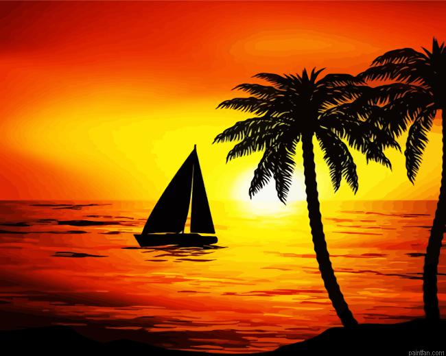 Sunset Beach Boat Paint By Numbers.png