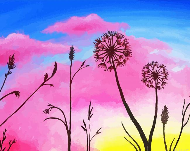 Sunset Dandelions Paint By Numbers.png