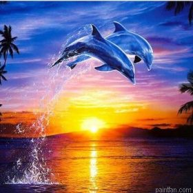 Sunset Dolphin Paint By Numbers.png